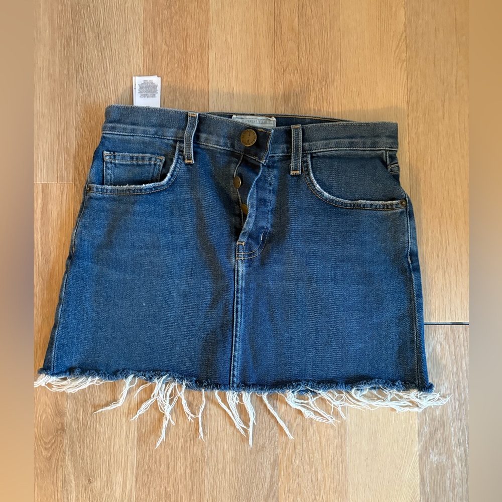Current/Elliott Blue Frayed Mini Skirt